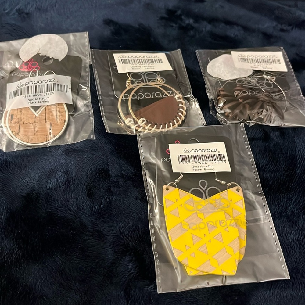 NWT- Bundle#2 assorted earth-tone, wooden fisher back earrings